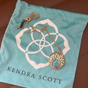 Kendra Scott Cecelia Pendant Feather Necklace in Turquoise